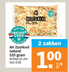  zuurkool 2 5 100 178 koken magnetron min natuur boer beter naturel actieprijs kilo score zakken 