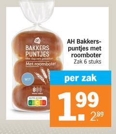  bolletjes 6 bakkers puntjes dag vers gebakken roomboter wit weinig vezels nutri score bakkersland zak stuks 