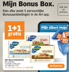  wasa knackebrod 1 2 5 20 26 40 60 100 260 box week bonusaanbiedingen klik activeer since vezelrijk albert sesam volkoren granen vezels farine riche pakken varieeren activeren 