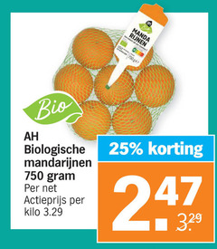  mandarijnen 25 750 bio biologische actieprijs kilo manda 