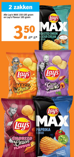  lays chips 2 350 zakken flavour roasted onion sour cream mace herbs chorizo paprika crunch taste 