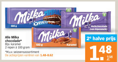  milka chocolade 2 100 300 oreo karamel repen m.u.v varieeren melkchocolade alpenmelk 2e halve 