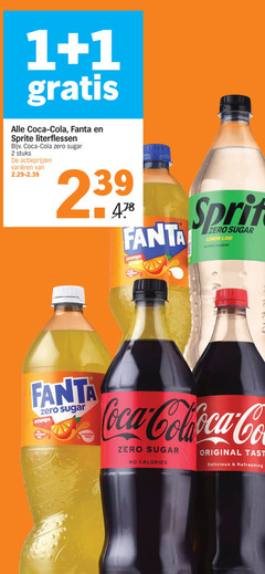  fanta coca-cola sprite frisdrank cola 1 2 coca literflessen zero sugar stuks varieeren lemon lime natural flavours orange taste calories original refreshing 