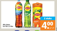  lipton ice tea 2 100 400 liter sugar calories zero sparkling 6 green peach stuks 