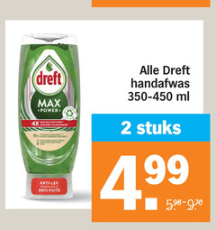  dreft afwasmiddel 2 moins 4x minder anti fuite handafwas ml stuks 