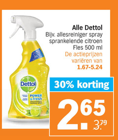  30 379 500 dettol pate no.1 power fresh allesreiniger nettoie tout spray sprankelende citroen fles ml varieeren 