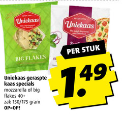  uniekaas geraspte kaas big flakes mozzarella 40 zak 150 stuk 