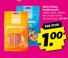  hondensnacks misty twister chicken sticks filet duck zak 60 stuk 