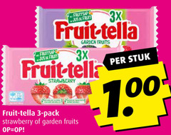  fruit-tella snoep 3 fruitsap jus fruit 3x garden fruits strawberry pack stuk 