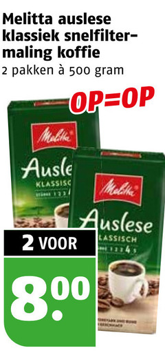  melitta koffie 2 500 auslese klassiek snelfilter maling pakken 8 