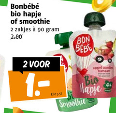  bonbebe babyvoeding 2 90 bio hapje smoothie zakjes kilo bon bebe appel banaan 