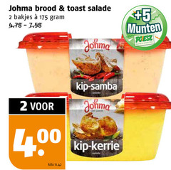  johma salade 2 400 brood toast bakjes 5 munten supermarkten kip samba kerrie kilo 