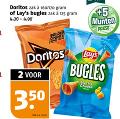  doritos lays chips zoutjes 2 350 zak 160 bugles crunch taste 5 munten supermarkten nacho cheese kilo v.a. 