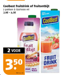  coolbest vruchtensap 2 350 fruitdrink fruitontbijt pakken 750 1000 ml fruit ontbijt liter v.a. vruchten vezels drink strawberry with apple 