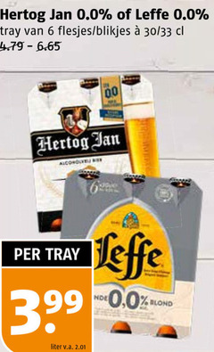  hertog jan leffe alcoholvrij bier 6 0.0 tray blikjes 30 33 liter v.a. blond 