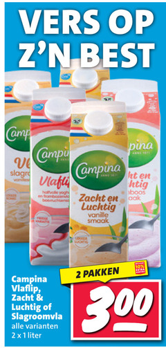  campina vla 1 2 10 300 vers best camp vlaflip halfvolle frisse anno zacht luchtig vanille pina ht slagroomvla liter pakken 