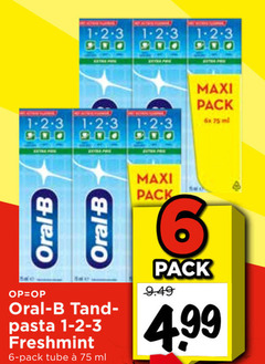  oral-b tandpasta 6 23 140 1-2-3 maxi pack oral b pasta freshmint tube ml 