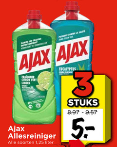  ajax allesreiniger 3 ontour la fraicheur citron limoen soorten 1 25 liter eucalyptus stuks 