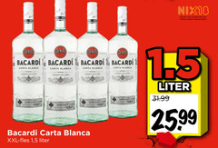  bacardi rum 18 25 canta blanca carta santiago xxl fles 1 5 liter nix18 jaar legitimatie alcohol 