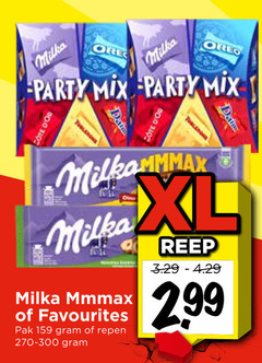  milka chocolade oreo party mix cote favourites pak repen 270-300 xl reep 