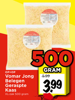  geraspte kaas 500 jong belegen xl zak 5.99 3.99 