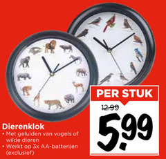  wandklokken dierenklok geluiden vogels wilde dieren 3x aa batterijen stuk 5 99 