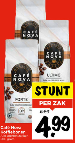  cafe nova koffiebonen 500 mcafee ultimo roasted coffee forte blow bean soorten zakken zak 