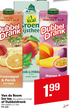  van de boom dubbeldrank fruitdrank ice tea 1 100 240 co rijk vitamine dubbel drank ijsthee dank sinaasappel perzik appel suiker mango pakken 5 liter pak 