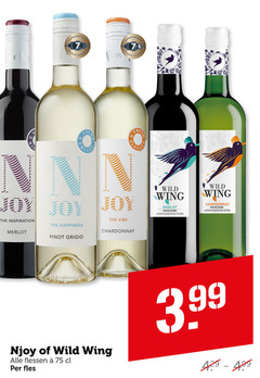  witte wijn rode 7 hamersma joy fresh inspiration merlot happiness vibe chardonnay wild wing pays geographique pinot grigio njoy flessen fles 3.99 