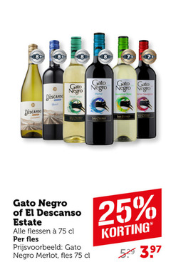  witte wijn rode 25 8 descanso gato merlot pinot grigio menor sauvignon blanc cabernet san pedro estate flessen fles 