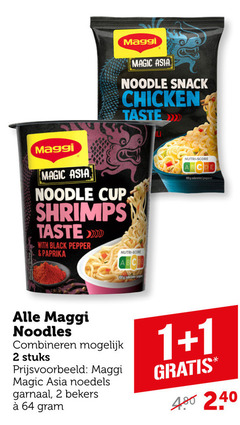  maggi noodles 1 2 64 240 asia noodle snack chicken taste nutri score cup shrimps with black pepper paprika 100g combineren stuks noedels garnaal bekers 