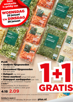  zuurkool aardappelen boerenkool andijvie 1 2 4 22 28 50 500 woensdag januari fijngesneden hutspot zak verse schaal stamppot kilo koeling combineren stuks zakken combinatie week plus.nl 