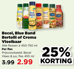  bertolli blue band croma becel olie en vetten 25 450 original vlees jus vloeibaar flessen ml fles 3.99 