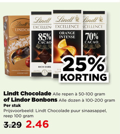  lindt chocolade 25 100 lindor excellent excellence orange intense cacao dark fe repen bonbons dozen stuk puur sinaasappel reep 