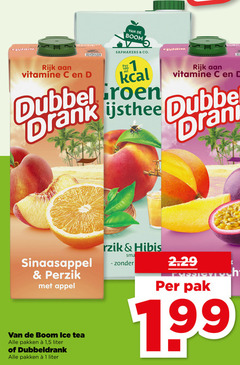  van de boom dubbeldrank fruitdrank 1 100 rijk vitamine co dubbel drank ijsthee sinaasappel perzik appel ice tea pakken 5 liter tin pak 