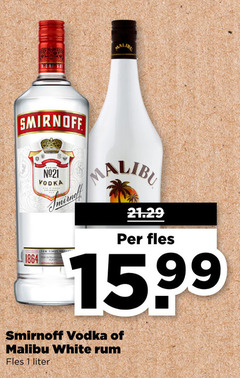  smirnoff malibu wodka rum 1 1864 vodka times fles white liter 