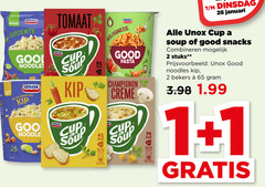  unox noodles soep 1 2 24 28 65 99 100 300 recept vernieuwd groente good kip noodle tomaat cup soup 3x mok ml bolognese duurzaam geteelde tomaten pasta champignon creme januari snacks combineren stuks bekers 