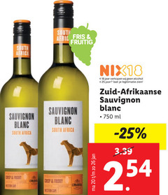  witte wijn 18 20 25 26 750 south africa fris fruitig sauvignon blanc crisp western cape jan jaar alcohol legitimatie zuid afrikaanse ml 