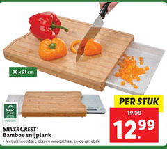  snijplank 30 cm fsc silvercrest bamboe uitneembare glazen weegschaal opvangbak stuk 12 99 