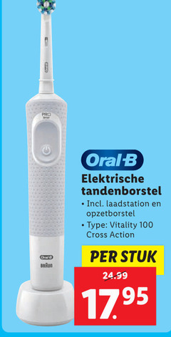  braun oral-b electrische tandenborstel 100 pro oral b elektrische laadstation opzetborstel vitality cross action stuk 