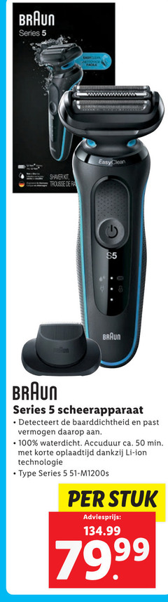  5 8 50 100 braun series shaver kit easyclean scheerapparaat detecteert vermogen waterdicht accuduur ca. min korte oplaadtijd ion technologie stuk 99 