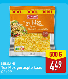  geraspte kaas 45 500 xxl milsani cheddar mozzarella mix dry matterende nutri score ge 