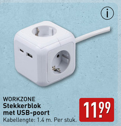  tafelcontactdoos workzone stekkerblok usb poort kabellengte stuk 