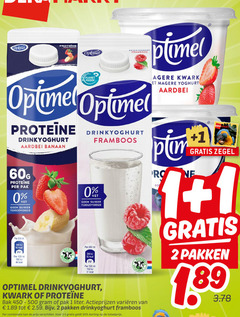  optimel drinkyoghurt kwark 1 2 3 5 31 46 50 100 200 450 500 proteine framboos planet proof aardbei banaan pak vet suiker ml bak liter varieeren pakken combinatie etagere yoghurt bos zegel 