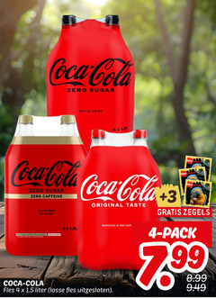  coca-cola cola 4 coca zero sugar calories caffeine original taste refresh fles liter zegels pack 7 99 