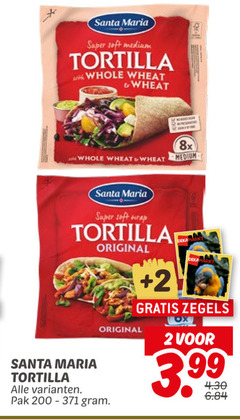  santa maria tortilla 2 super soft whole wheat wrap original 8x medium zegels pak 3.99 