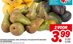  avocado peren druiven 1 2 4 500 thaise kip siam indiase tikki masala tandoori eetrijpe appelen pitloze witte handperen schaal stuks kilo 3.99 