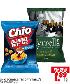  tyrells chio zoutjes borrelnootjes chips borrel bites mix original cooked crisps sea salt cider vinegar borrelbites zak stuk 