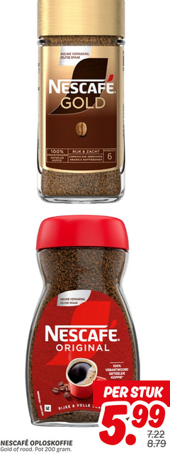  nescafe oploskoffie 6 100 200 nieuwe gold verantwoord koffie rijk zacht zorgvuldig gerande arabica koffiebonen original rijke volle l geteelde stuk 5.99 rood pot 