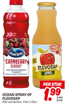  fruitdrank 1 ocean spray cranberry classic rijk antioxidant vitamine riche flevosap fles liter appel stuk 